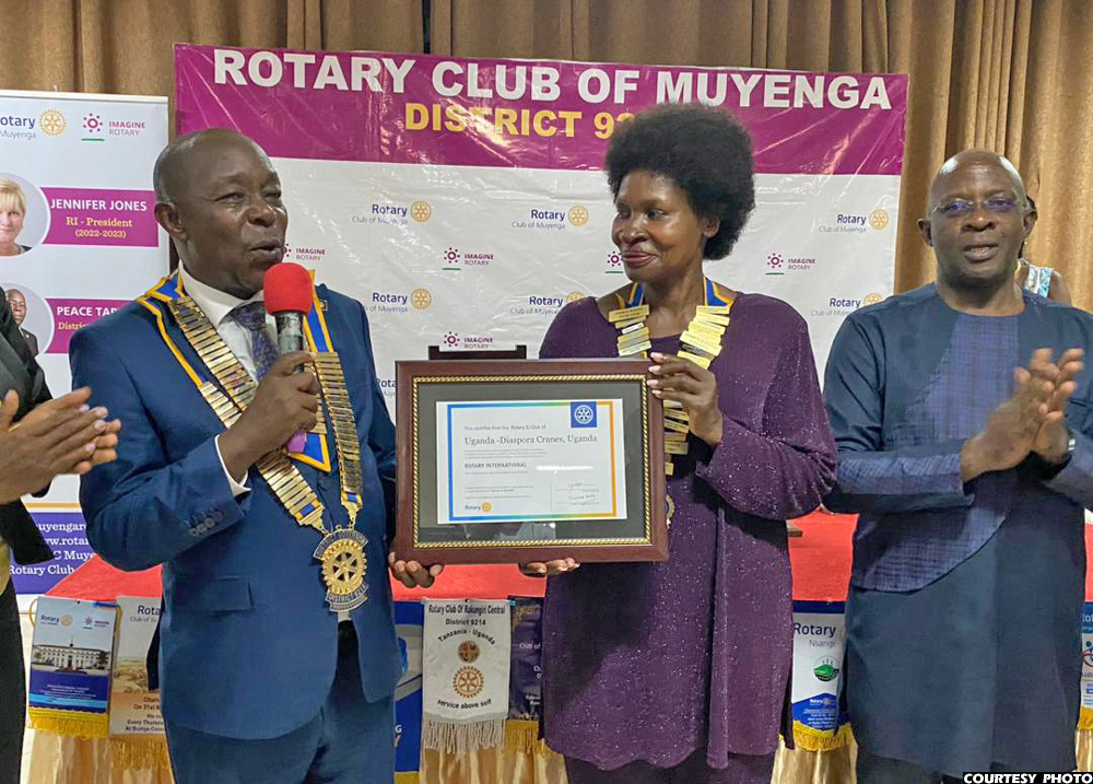Uganda Diaspora Cranes Rotary Club of Muyenga charters new in