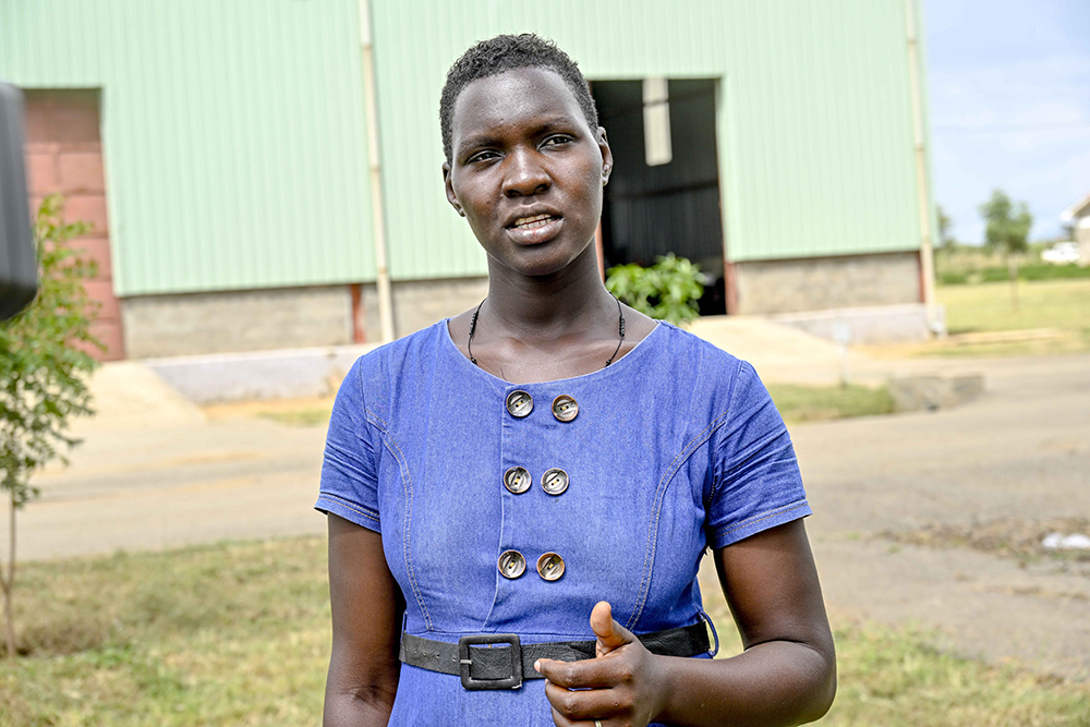 Isangu Rose a former Bakery and confectionery student 1st intake 2023 at Teso Zonal Industrial hub now owns a bakery in, Isangu was giving a testimony during a workshop. (PPU)