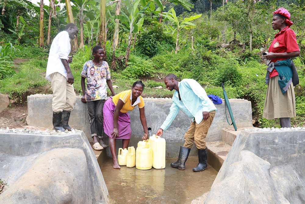 In Bududa, the spring wells are providing clean and safe water