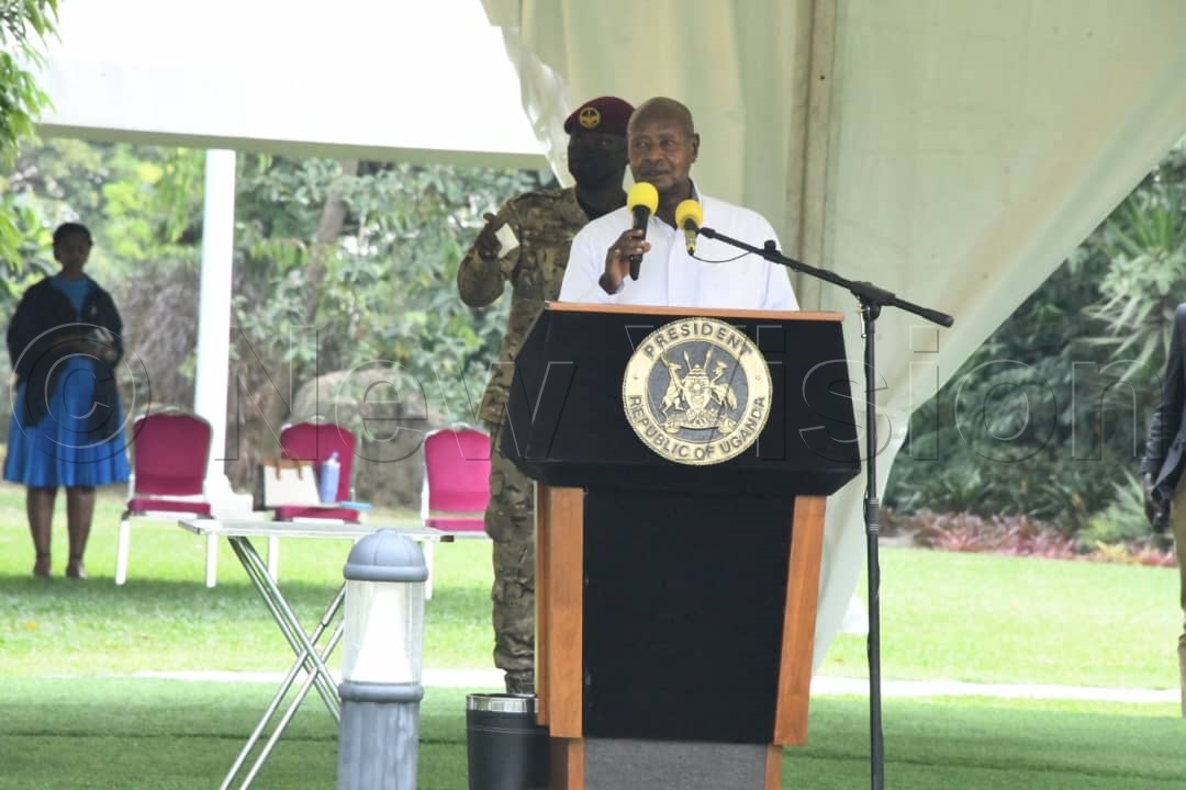 President Museveni addressing the guests.