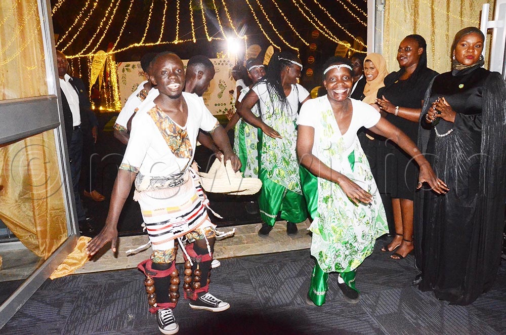 Cultural troupe entertaining guests at Serena Hotel in Kampala during the third annual NEMA sustainability award ceremony. (Credit: Isaac Nuwagaba)