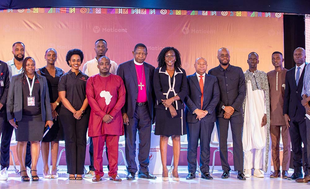 Evelyn Anite, the State Minister for Investment & Privatization (centre in black dress) praised Maticent's entry into local tech manufacturing as a historic shift from import dependency to self-reliance.