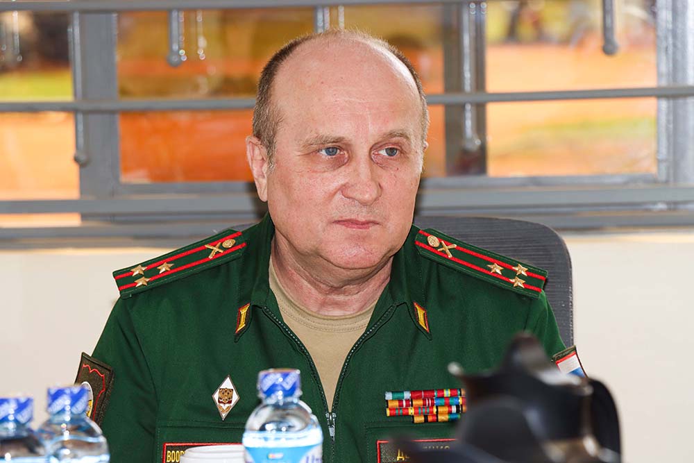 Col Vitaly Dimenko, head of the Russian delegation at the School of Defence Intelligence and Security (SODIS) in Migeera, Nakasongola District on March 26 2026. (Courtesy Photo)