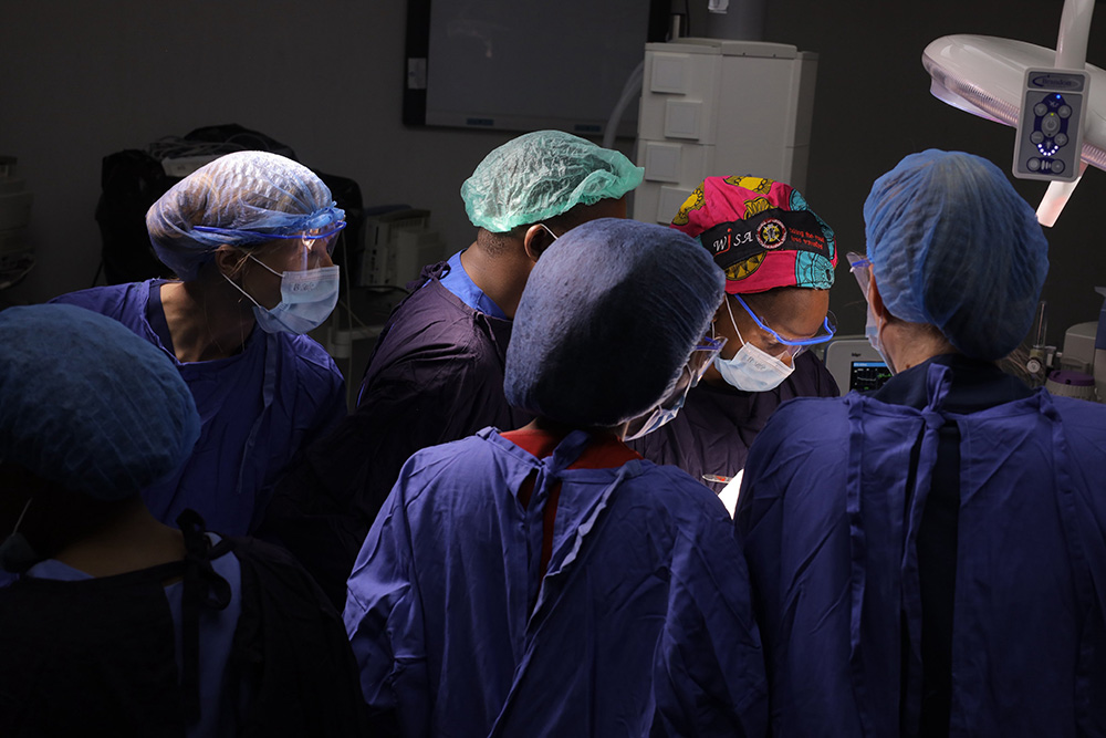 A medical team at Mulago National Referral Hospital while conducting a surgery during the Breast Reconstruction Camp on Thursday, April 9, 2026. (Credit: Mulago National Referral Hospital)
