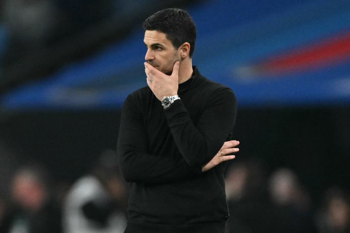 Arsenal's Mikel Arteta looks on during the English League Cup final. AFP Photo
