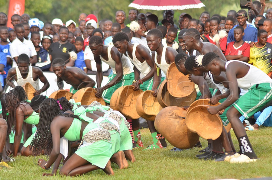 Students entertaining visitors with a traditional Acholi dance during the opening ceremony of the 2026 USSSA National Ball Games II and Athletics Championships in Gulu.
