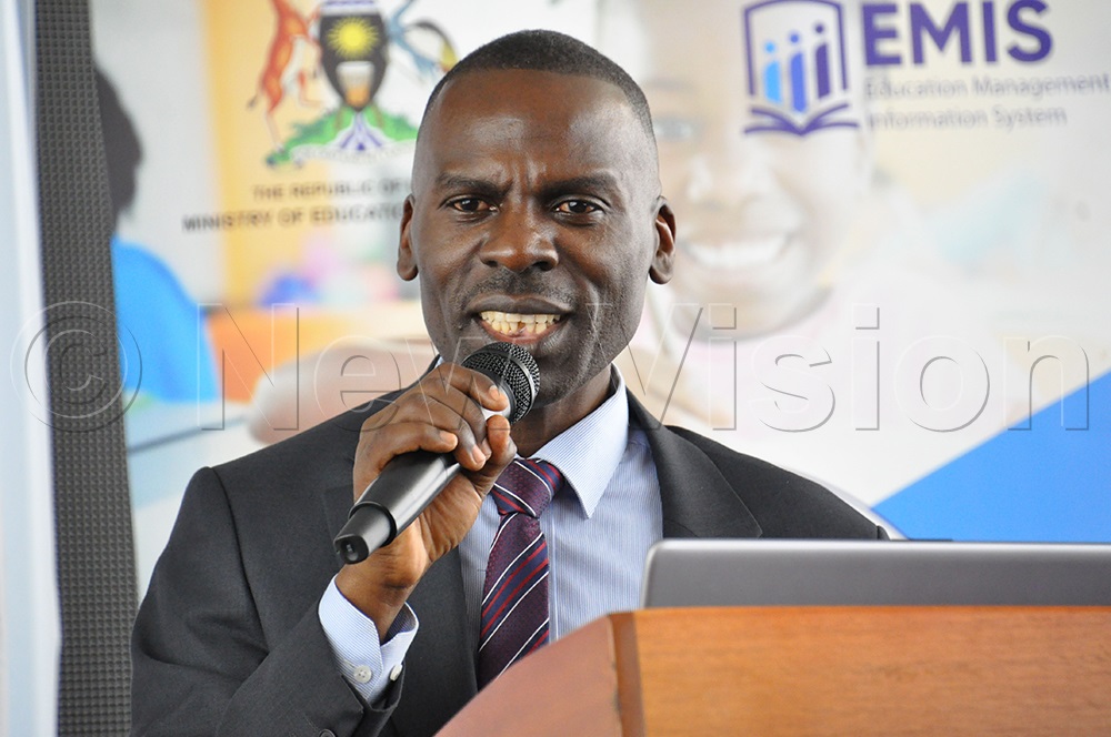 Vincent Ssozi, Assistant Commissioner, Statistics, Monitoring and Evaluation, Ministry of Education, addressing during the dissemination of education management information system guidelines at Nakawa ICT Hub on June 8, 2026. (Photo by Nancy Nanyonga)
