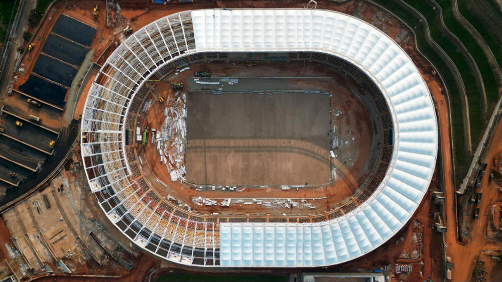 Construction of the Hoima Stadium has reached 77%, with major facilities currently being installed. (Courtesy photo)