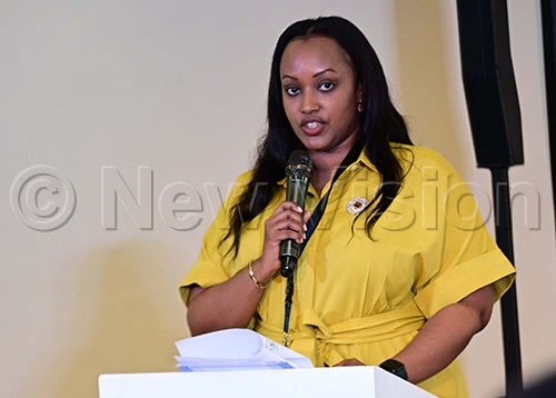 Ms Teta Gisa, Director General, Africa Department, Ministry of Foreign Affairs and International Cooperation, Rwanda, makes her remarks at the opening of the 12th session of the Uganda-Rwanda joint permanent commission. (Credit: Maria Wamala)