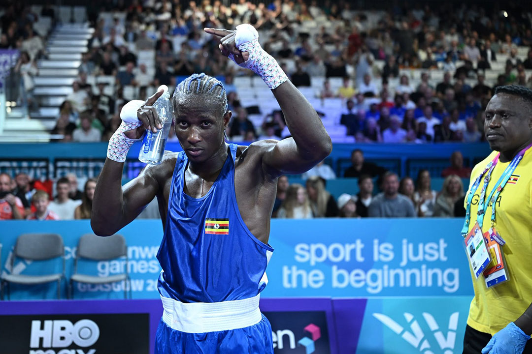 Uganda's Nuhu Batte celebrates his victory over India's Aditya Pratap Yadav. (Courtesy/Nicholas Bamulanzeki)