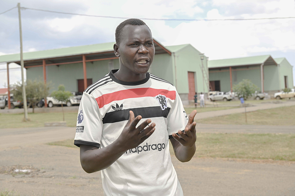 Opio Gerrison Nakoya, a former wielding and metal fabrication student, intake 2023 at Karamoja Zonal Industrial hub, now owns a workshop in Abim district. (PPU)