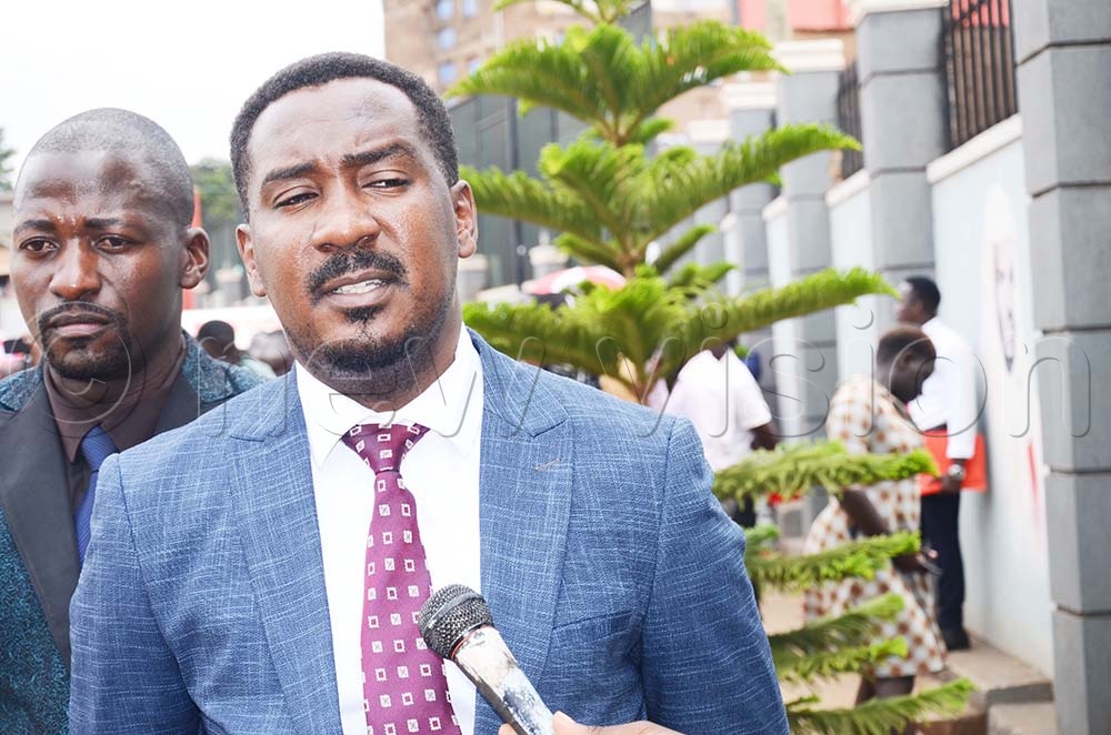 Makindye West MP Allan Ssewanyana who was arrested over Masaka murders lost the NUP party card to KCCA speaker Zahrah Luyilika addressing the media after nominations recently. (Credit: Isaac Nuwagaba)