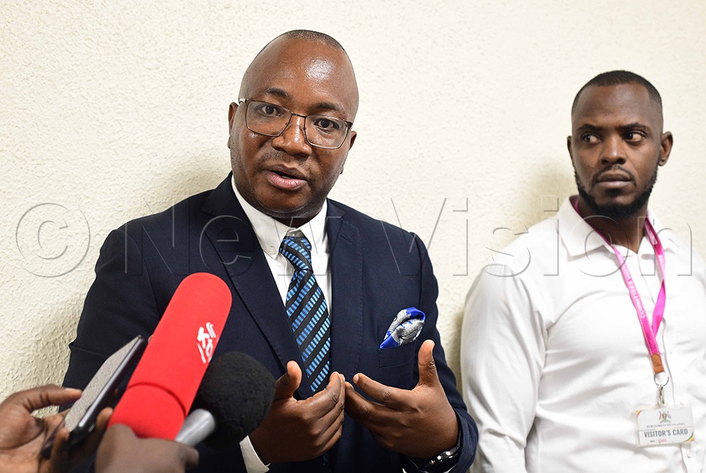 National Association of Broadcasters (NAB), chairperson Dr Innocent Nahabwe (left). (Credit: Maria Wamala)