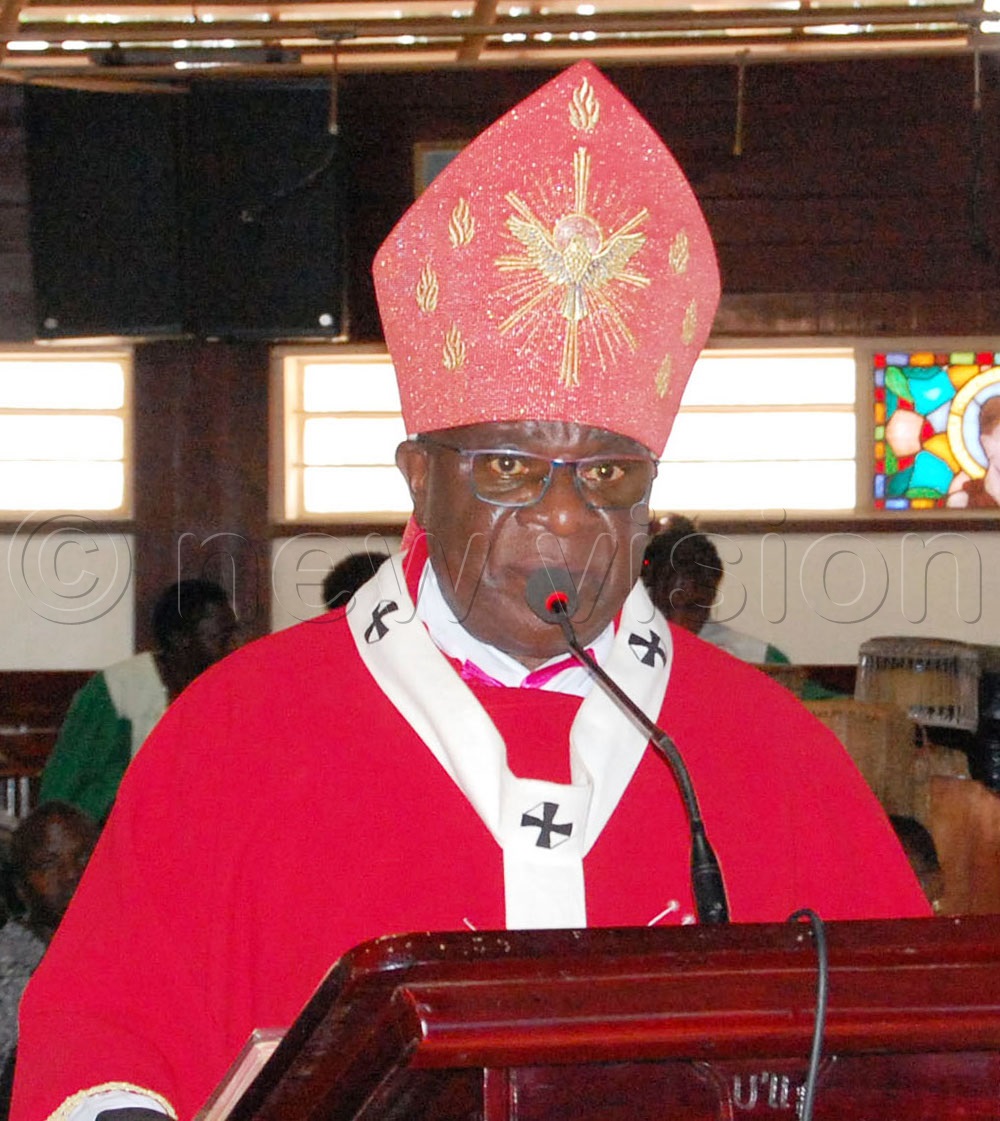 Archbishop Paul Ssemogerere delivers his speech during the launching of SAAFU (Wakiso Vicariate Chapter) at Uganda Martyrs Catholic Shrine Namugongo on Saturday, July 19, 2025. (Credit: Mathias Mazinga)