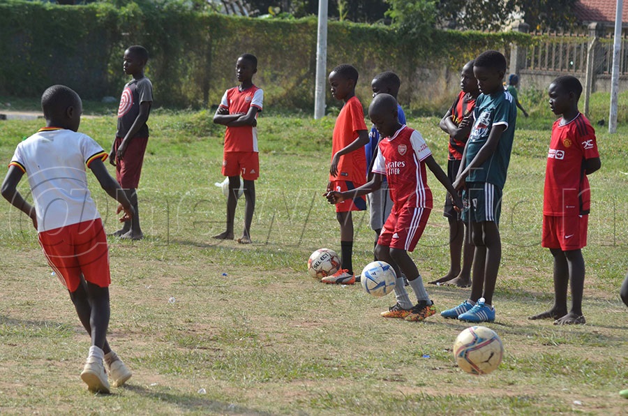 Young players undergoing training at Soroti city sports ground. Photos by Gabriel Esiku 