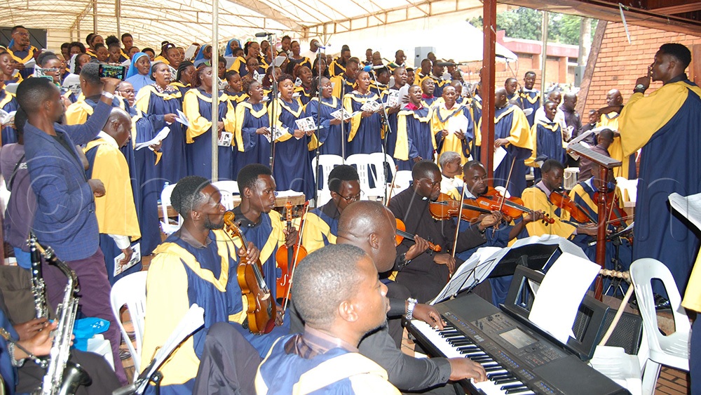 The joint choir of Kiyinda-Mityana diocese leading the singing during the funeral mass of FR. Dr James Kabuye at Kiyinda-Mityana Cathedral on Saturday, September 19, 2026. (Photo by Mathias Mazinga)