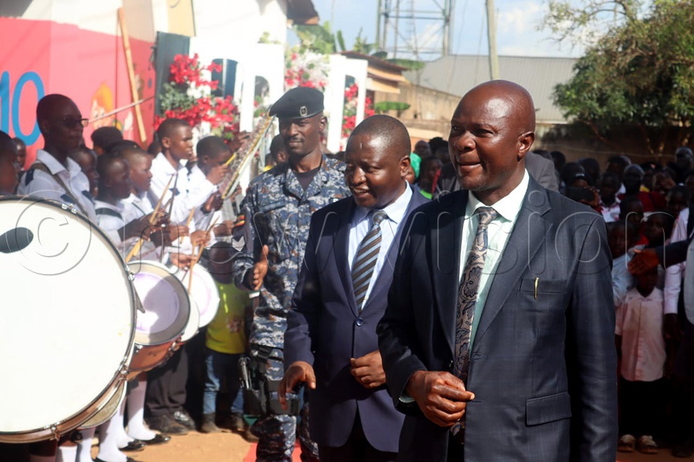 Minister Bahati flanked by Nakasongola MP Noah Mutebi at the function. (Photo by Frederick Kiwanuka)