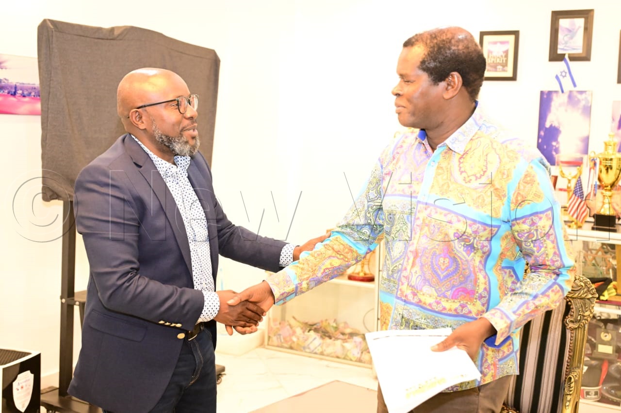 Pastor Kayanja welcoming Vision Group CEO, Don Wanyama.