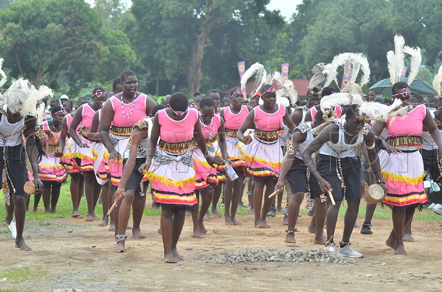 Students entertaining visitors with a traditional Acholi dance during the opening ceremony of the 2026 USSSA National Ball Games II and Athletics Championships in Gulu.