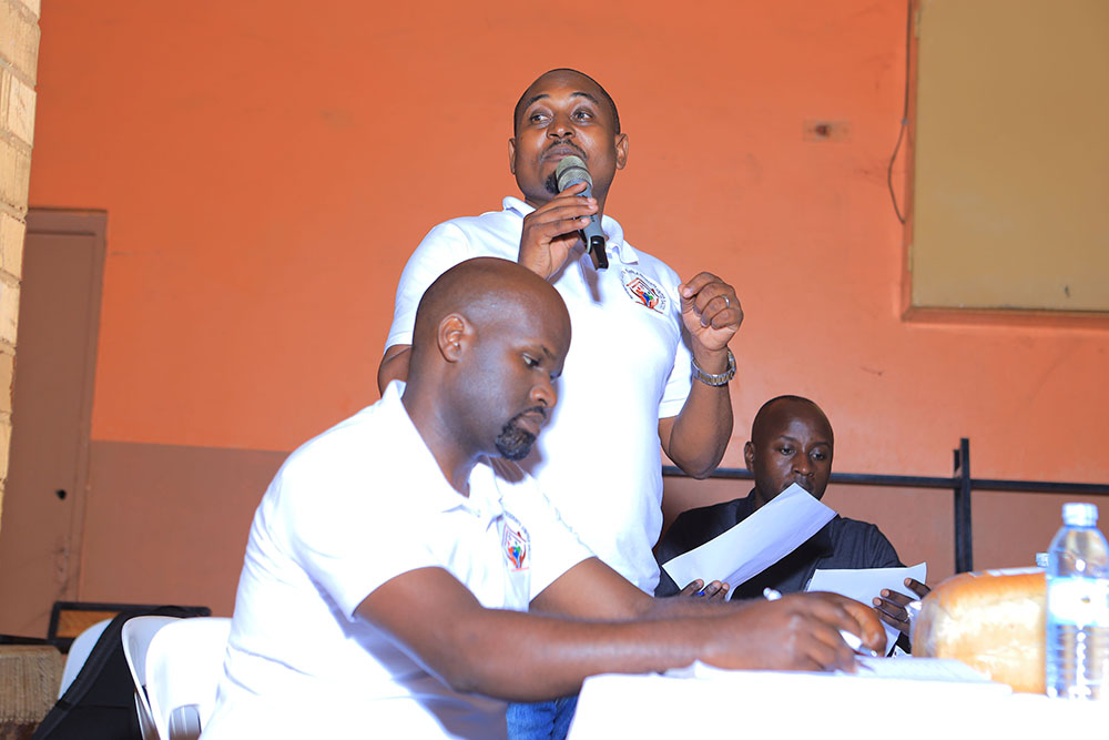 Natuhwera addressing the SACCOS members during their annual  general meeting, recently.