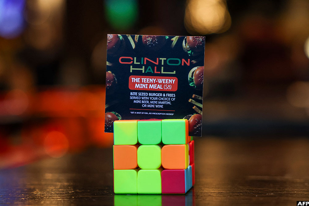 Clinton Hall&rsquo;s "Teeny Weeny Mini Meal&rdquo; menu card is pictured in New York City.