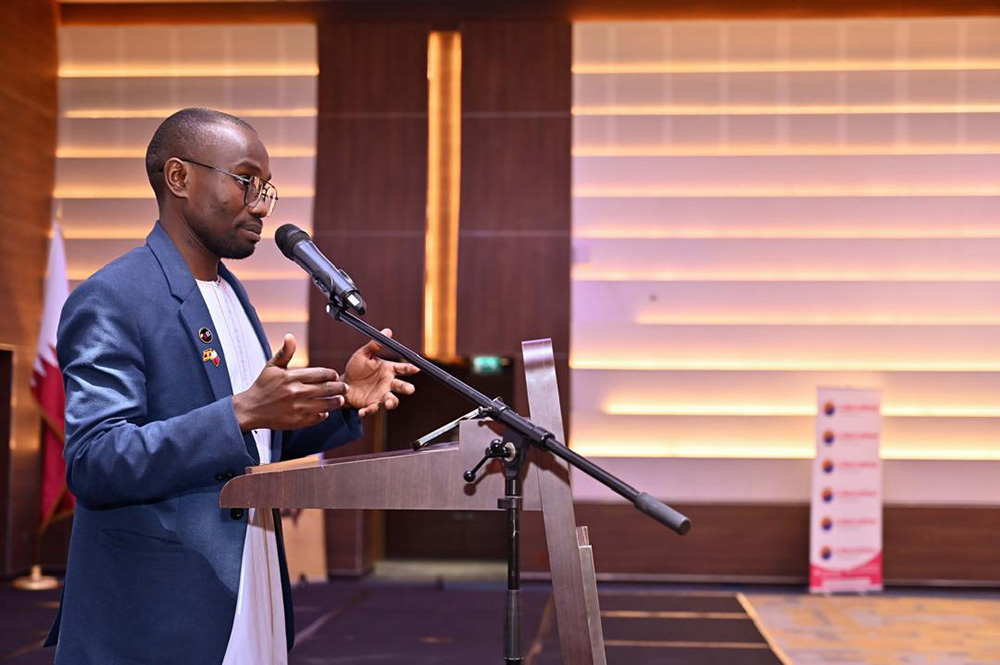 The President of the Ugandan Community in Qatar (UGACOQ), Saul Rayan Aliguma, welcomed the delegation and thanked the Government of Uganda for renewed engagement with the community. (Credit: Uganda High Commission Qatar)