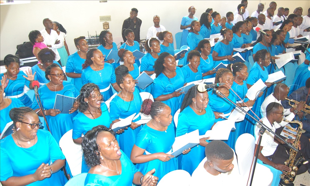 The jubilee choir of Ntinda Catholic parish in action during mass at the church.