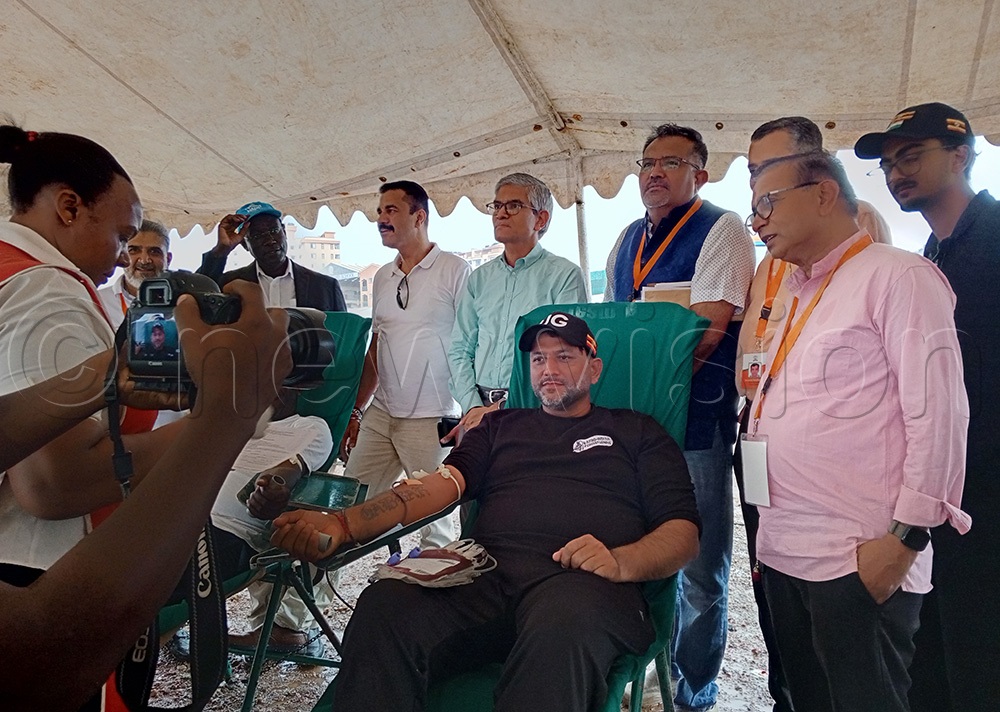 Members of the Indian Association of Uganda (IAU) donating blood at Swaminarayan Temple in Kisasi. (Photo by Nelson Kiva)