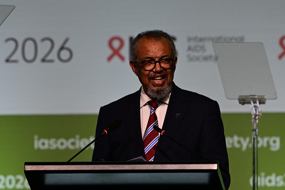World Health Organisation (WHO) Director-General Tedros Adhanom Ghebreyesus speaks during the opening ceremony of the 26th International AIDS Conference in Rio de Janeiro, Brazil, on July 27, 2026. (Photo by Pablo PORCIUNCULA / AFP)