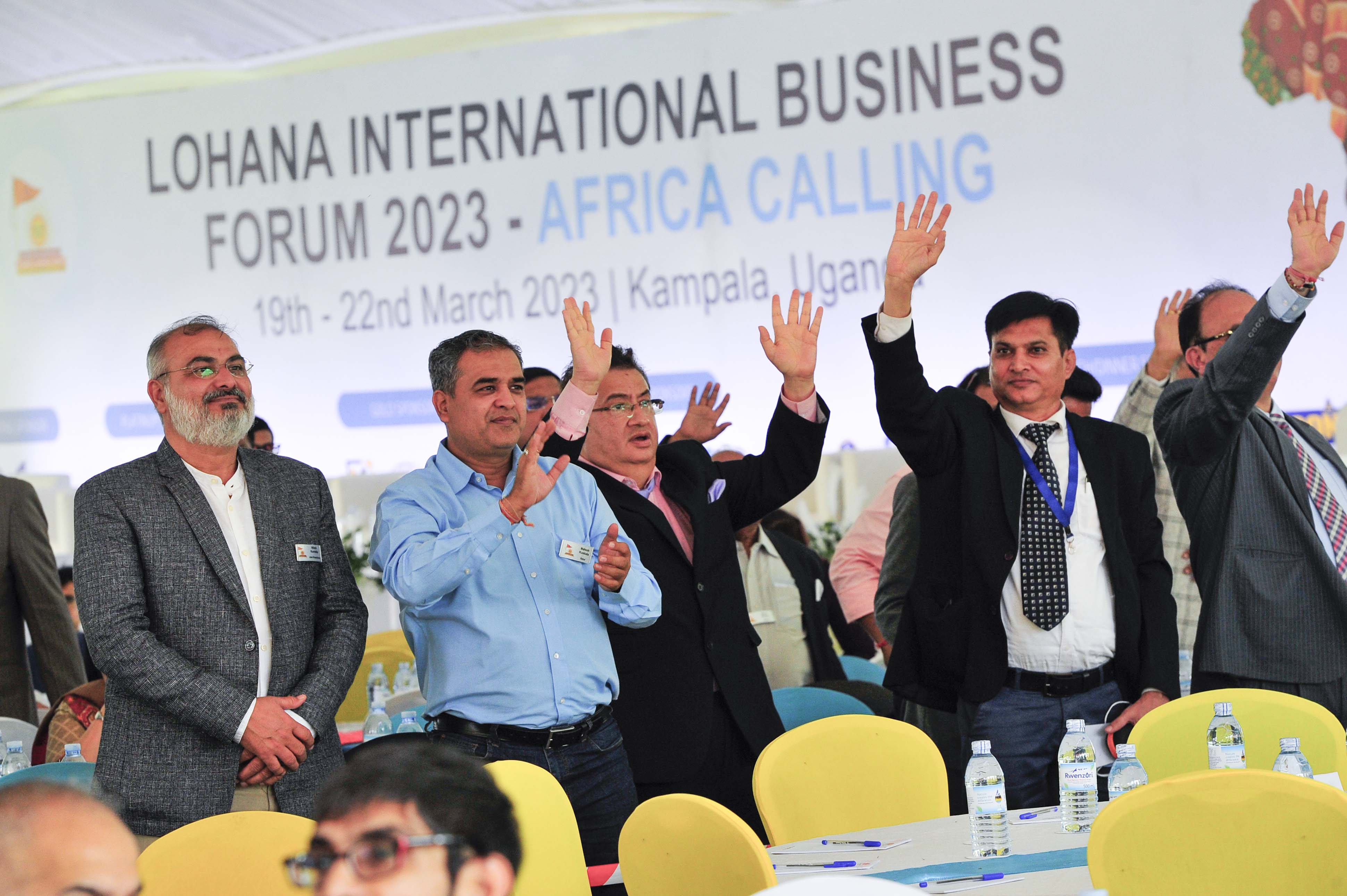 Some of the guests show their excitement during the Lohana International Business Forum.