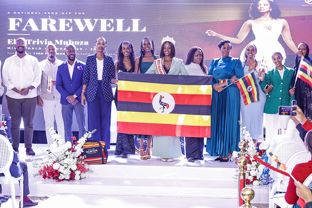 Miss Uganda Triviea Elle Muhooza and other invited guests flagging her off for Miss World after her book launch