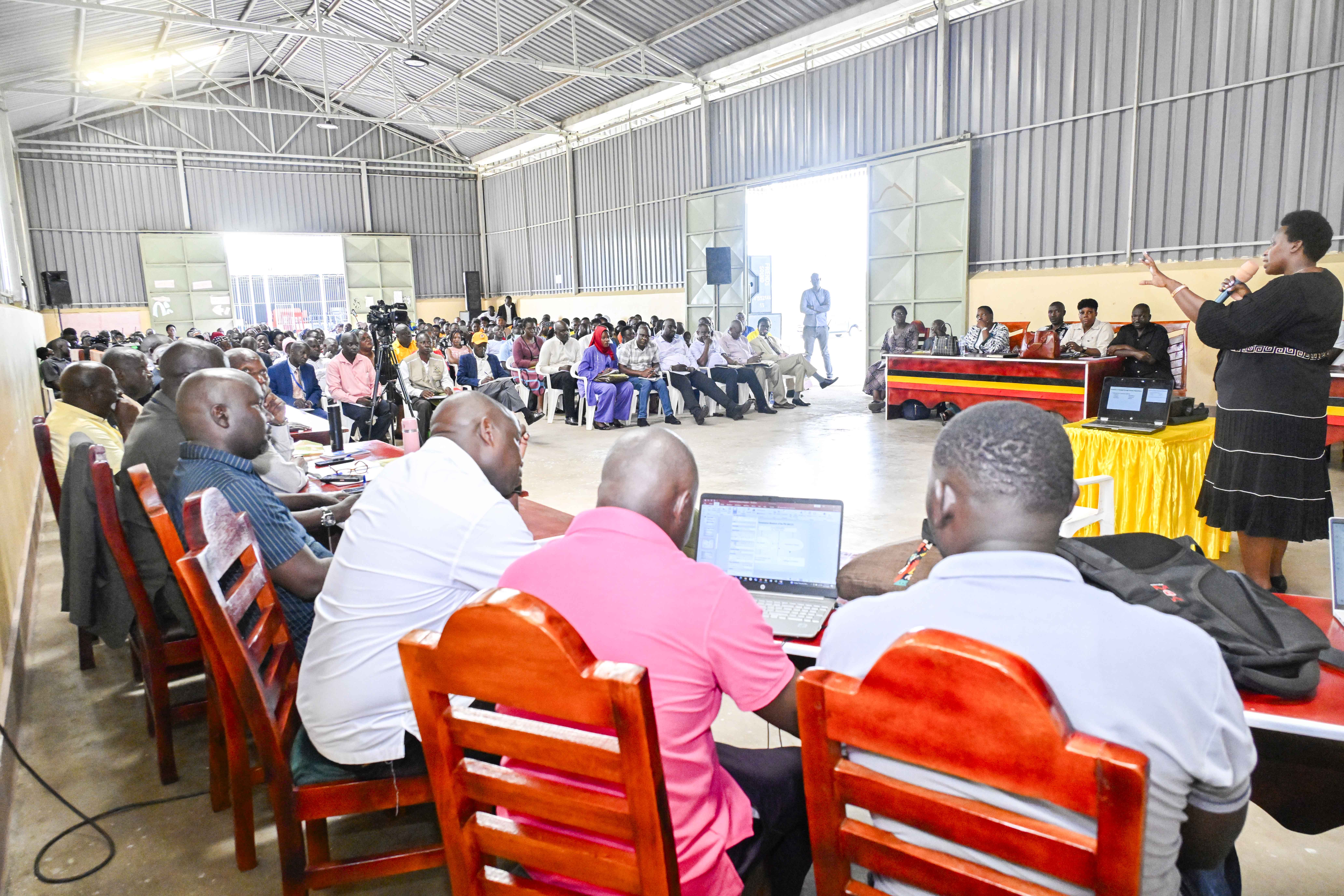 The State House Comptroller, Jane Barekye, leading the Training to the Regional President Industrial hubs of Bukedi, Busoga and Bugisu on Management of the SACCO funds from President Yoweri Kaguta Museveni in Bukedi sub-region Industrial hub in Lwatama sub-county, Kibuku district.
