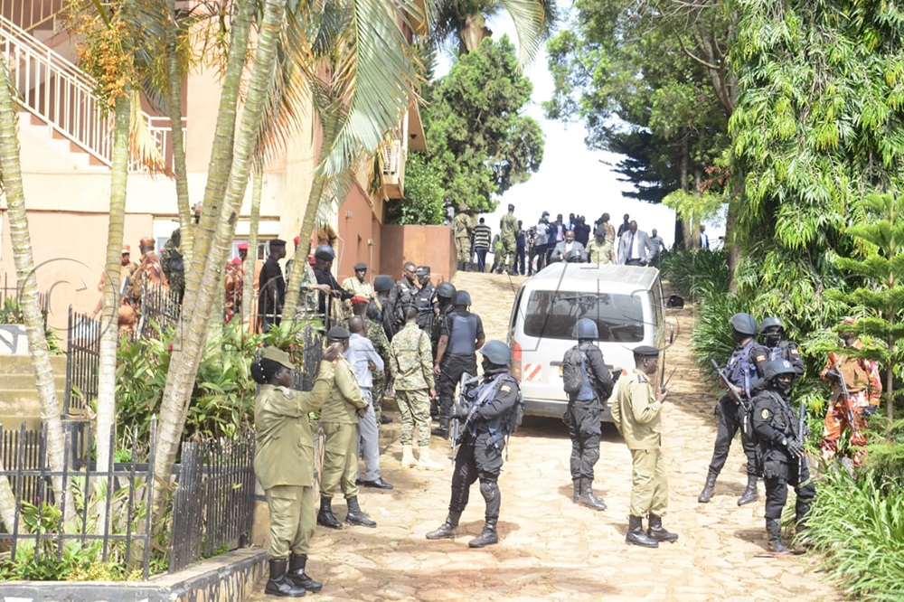 Tight security at the trial.
