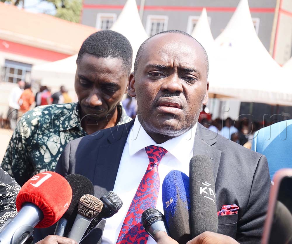 Busiro East County Legislator Medard Lubega Sseggona who lost the NUP party card to musician and Kyengera Town Council mayor Mathias Walukagga addressing media after nominations recently. (Credit: Isaac Nuwagaba) 