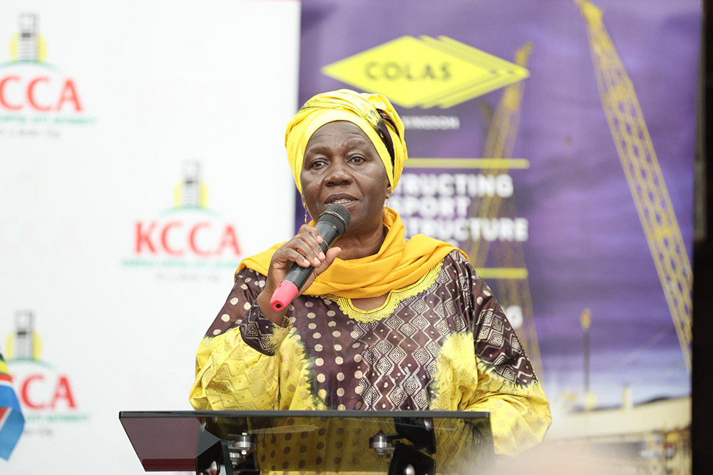Minister for Kampala Hajjat Minsa Kabanda speaking during the signing ceremony. (Courtesy photo)