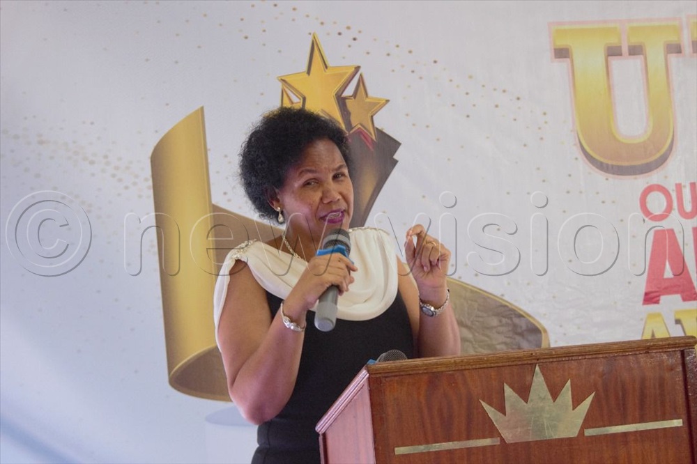 Dr Julia Olima Oyet, CEO of Deposit Protection Fund addressing the audience.