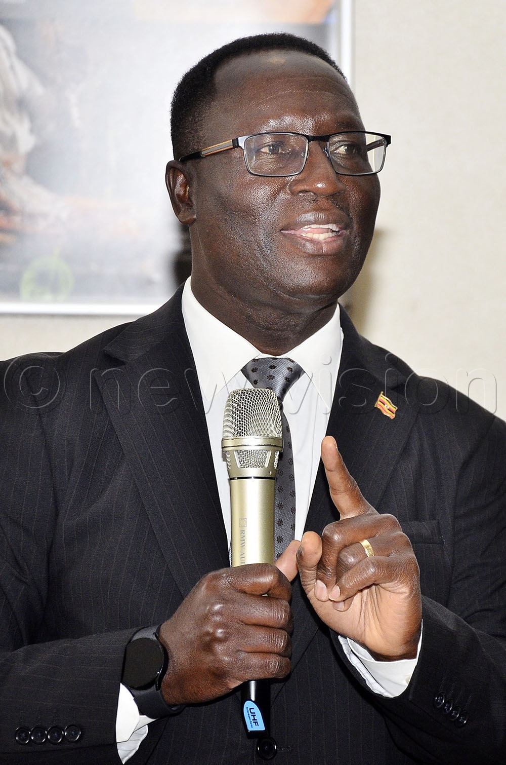 The Permanent Secretary of the ministry of Gender Labour and Community Development, Aggrey Kibenge speaks during the launch of the labour migration digital tools at Protea Hotel Kampala on 10 July 2025. (Photo by Ronnie Kijjambu)