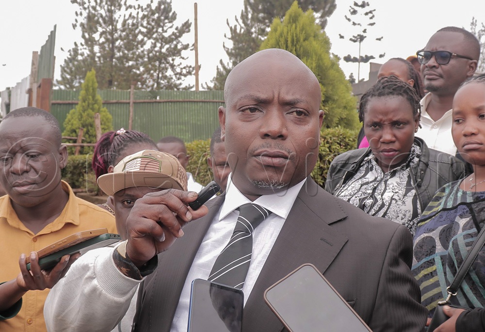 Ronald Kibuule, who filed an election petition against Abdallah Kiwanuka, speaks after the court session was adjourned to a later date. (Photo by Màdinah Sebyala)