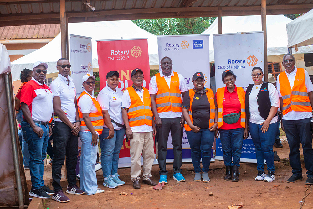 Rotary District 9213 Governor Gerald Obai poses for a photo with presidents of Rotary clubs that participated in the commemoration of World Polio Day on Saturday, October 24. (Courtesy)