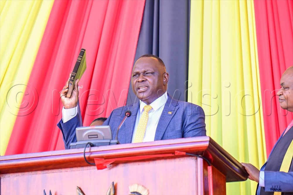  Wilfred Babanga Erima taking his oath as Member of Parliament for Terego East County, Terego District.