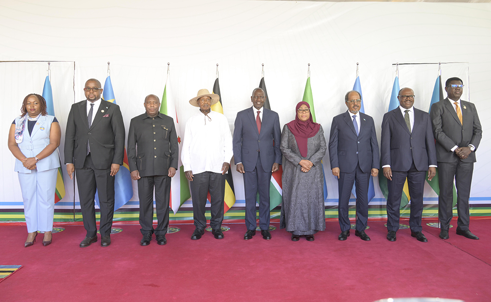 EAC heads of state and representatives pose for a group photo after the EAC Heads of State Summit held at the Arusha International Conference Centre in Tanzania. (Courtesy)