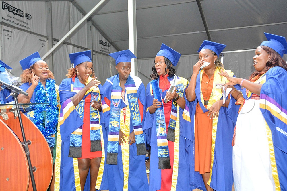 The graduates of  Avance International University jubilating during the fifth graduation ceremony at the campus in Nabweru, Wakiso District, on Friday, September 25, 2026. (Photo by Francis Emorut)