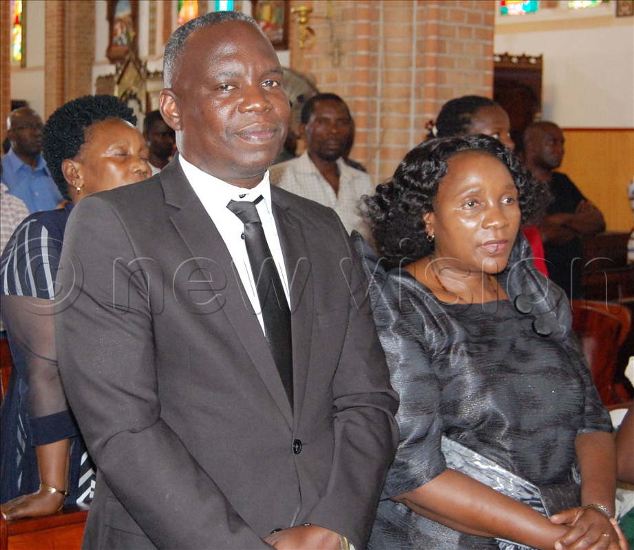 Bukedde Editor Michael Ssebowa with his wife Maggie Ssebowa during the Pontifical mass of the commemoration of the 60th World Social Communications Day at Lubaga Cathedral on Sunday, May 17, 2026.