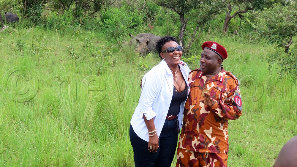 The Uganda Prisons spokesperson, Frank Baine in a happy mood during the naming of rhinos at Ziwa Rhino Sanctuary. (All Photos by Titus Kakembo)