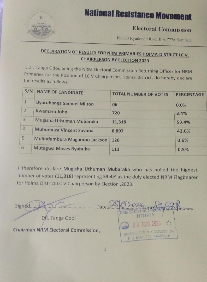 Ebirugire omu karuuru k'orakwatire NRM ebendera