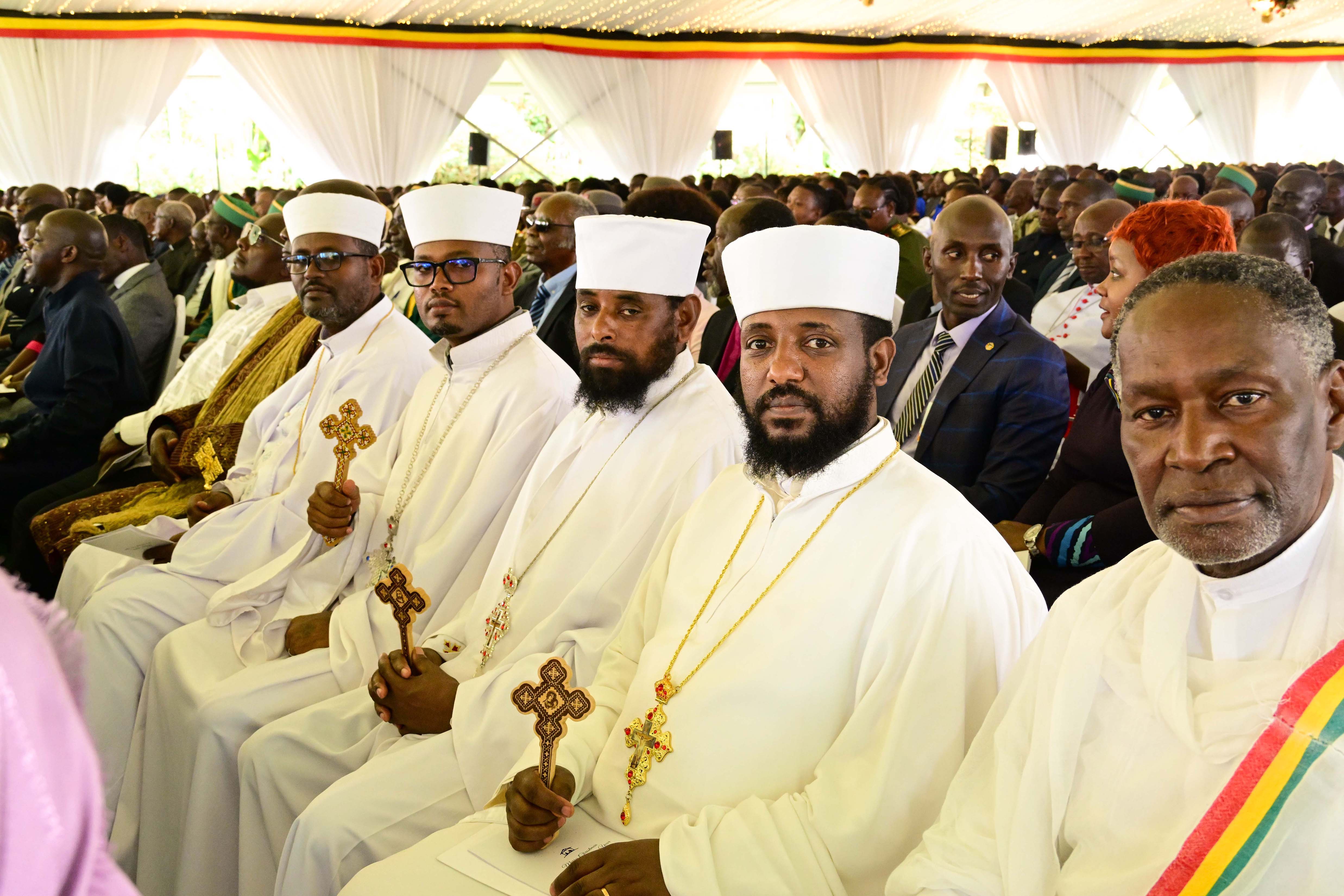 Some of the members of the Ethiopian Orthodox Church attending the national thanksgiving service at State House Entebbe on Friday. (PPU Photo)