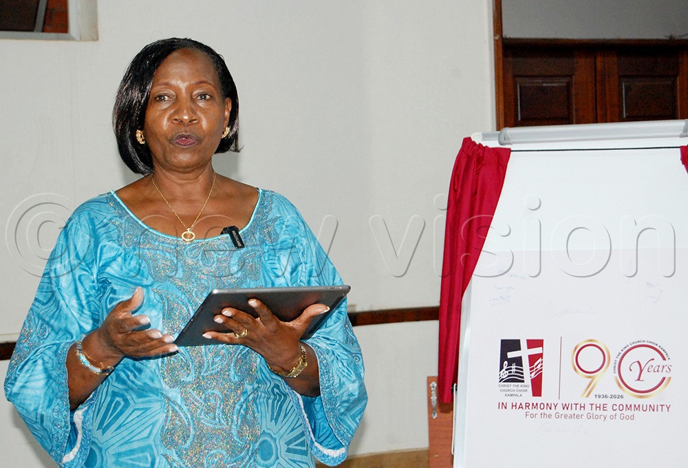 Soprano Mildred Warugaba Ssentoogo delivers her testimony during the function. (Photo by Mathias Mazinga)