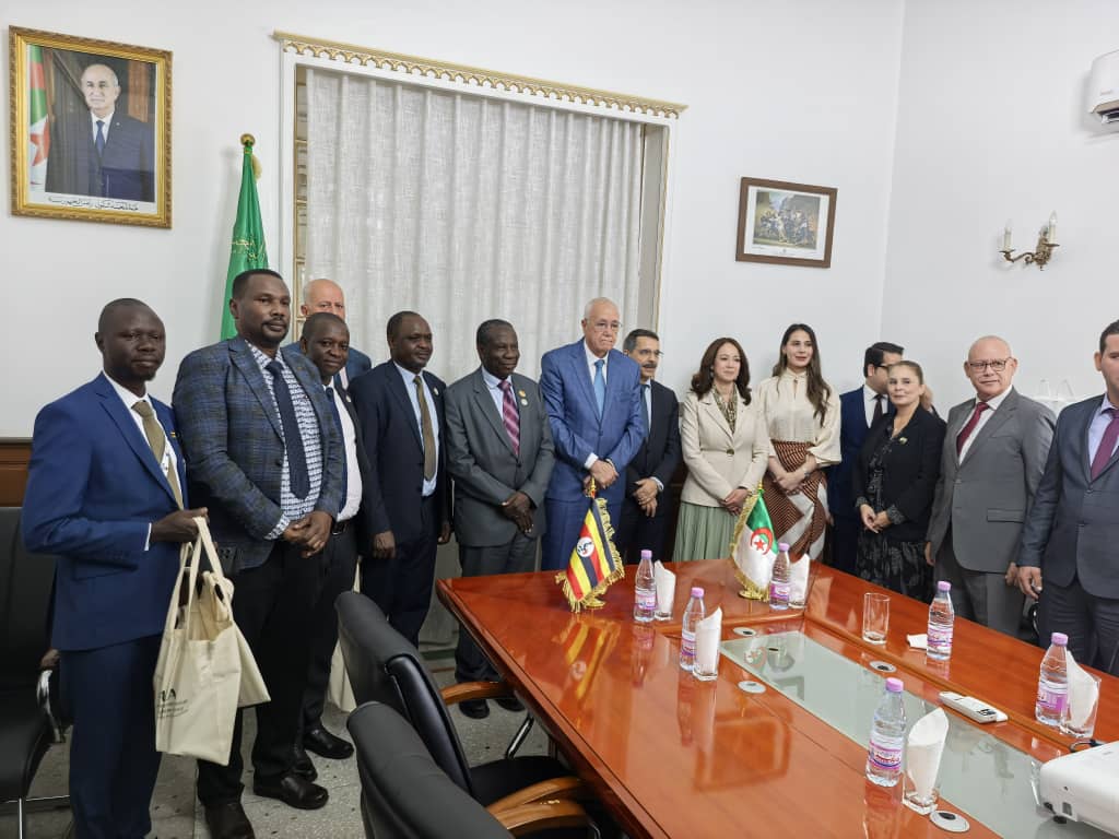 District Health Officer Katakwi, Dr. Simon Ichumar Omeke second left, Finance Minister, Matia Kassaija and Algeria officials taking a group photo after signing the agreement to rehabilitate Katakwi General Hospital. (Courtesy Photo)