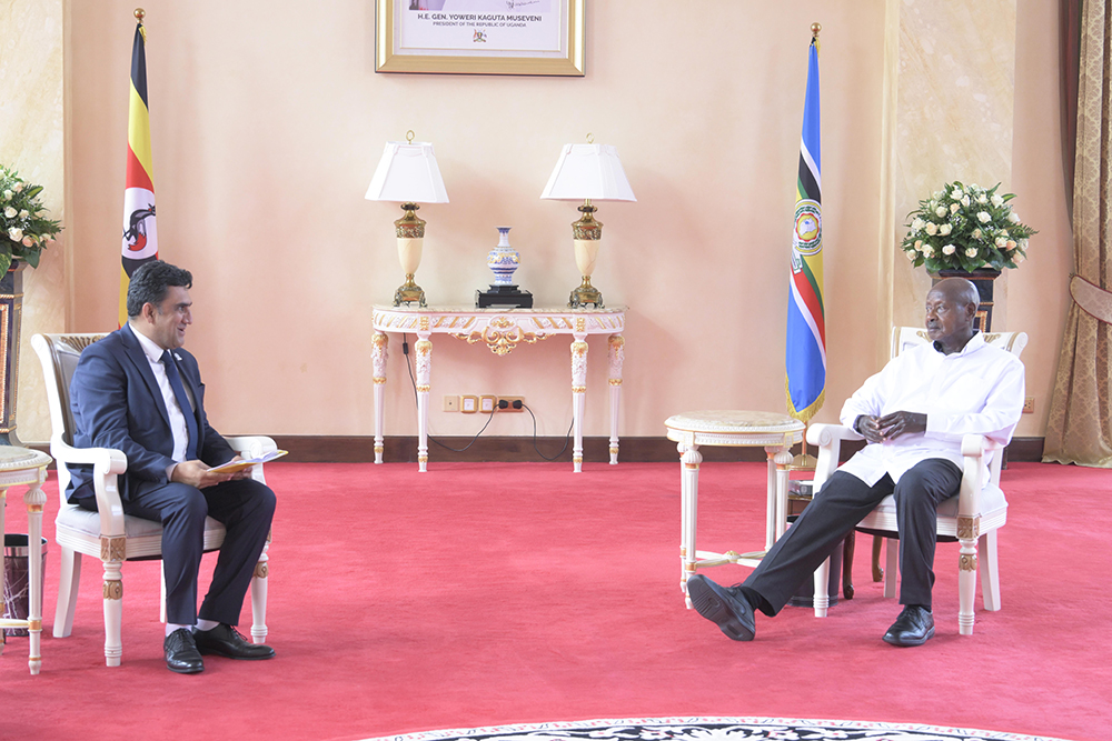 President Yoweri Museveni in meeting with Eng. Hashem Azimi at State House, Entebbe on Wednesday, July 29, 2026. (Courtesy)