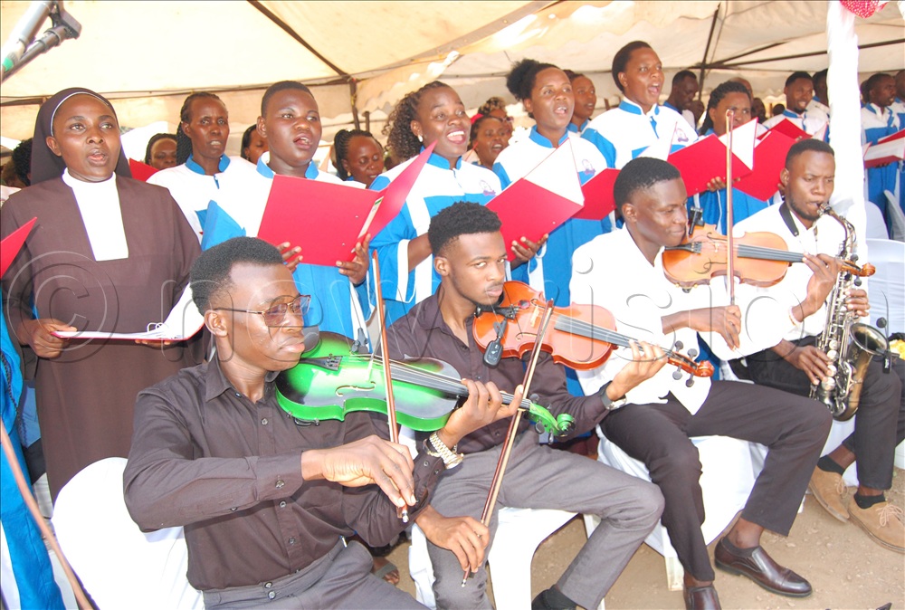 The jubilee choir of Kyengeza parish in action during mass.